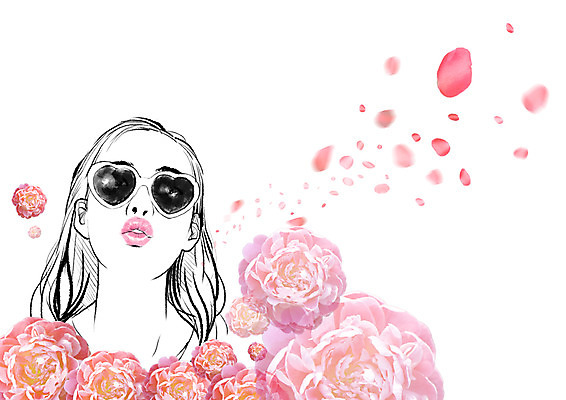 PSD 편집이미지 여자 꽃잎 꽃 포토일러 한명 성인 선글라스 뷰티 의료성형뷰티 이미지편집 식물 1 안경 사람 파일형식