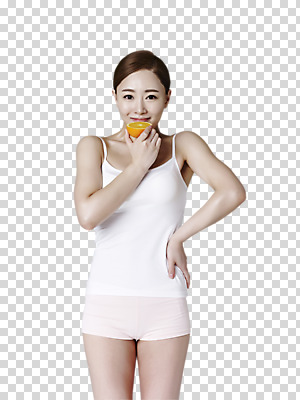 편집 편집이미지 여자 허리손 오렌지 한명 서기 상반신 20대 앞모습 민소매 뷰티 한국인 먹기 핫팬츠 PNG 묶은머리 의료성형뷰티 성인여자한명만 편집소스 1 헤어스타일 뷰포인트 포즈 상의 과일 바지 모션 사람 동양인 청년 여자한명만 성인여자만 파일형식