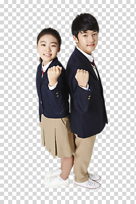 전신 편집 편집이미지 여학생 여자 남자 교복 남학생 중학생 청소년 서기 미소 두명 옆모습 파이팅 주먹 한국인 등맞대기 PNG 십대만 편집소스 학생 옷 뷰포인트 모션 표정 사람 동양인 파일형식