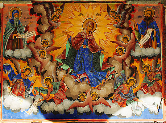 포토 JPG 해외이미지 아이콘 기독교 미술 사람없음 성경 역사 재산 벽화 그림 장면 수도원 불가리아 회랑 해외202004 해외포토 건축물 종교 종교용품 문화예술 금융 복도 파일형식 남유럽 이미지허브