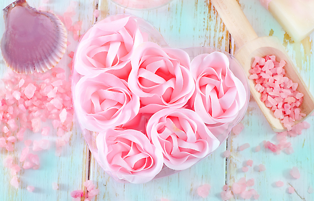 포토 JPG 해외이미지 분홍색 사람없음 스파 하트 조개껍데기 오브젝트 아로마 스파용품 비누 아로마테라피 스쿱 입욕소금 해외202004 해외포토 모양 컬러 조개 위생용품 미용용품 소금 테라피 파일형식 이미지허브