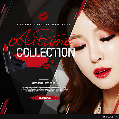 PSD 템플릿 여자 웹템플릿 팝업 이벤트팝업 웹팝업 한명 이벤트 성인 뷰티 한국인 립스틱 가을 입술모양 의료성형뷰티 이미지템플릿 모양 1 계절 사람 동양인 화장품 파일형식