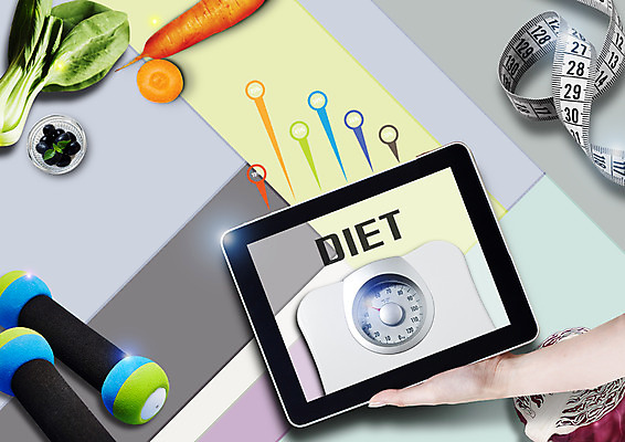 PSD 편집 편집이미지 손 음식 다이어트 줄자 한명 신체부위 태블릿 당근 아령 양배추 블루베리 체중계 청경채 플랫레이 이미지편집 1 채소 과일 뿌리채소 자 건강 사람 전자제품 스마트기기 플랫 파일형식