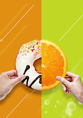 PSD 편집 편집이미지 손 빵 오렌지 단면 디저트 들기 두명 신체부위 도넛 초코시럽 이미지편집 음식 과일 모션 사람 초콜릿 시럽 파일형식