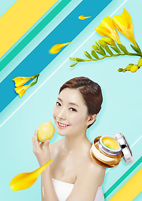 PSD 편집 편집이미지 우먼라이프 여자 한명 웃음 들기 상반신 20대 성인 뷰티 화장품 한국인 튜브탑 레몬 영양크림 프리지어 의료성형뷰티 성인여자한명만 트로피컬아트 이미지편집 1 라이프스타일 꽃 상의 과일 모션 표정 사람 동양인 청년 그림 여자한명만 성인여자만 파일형식