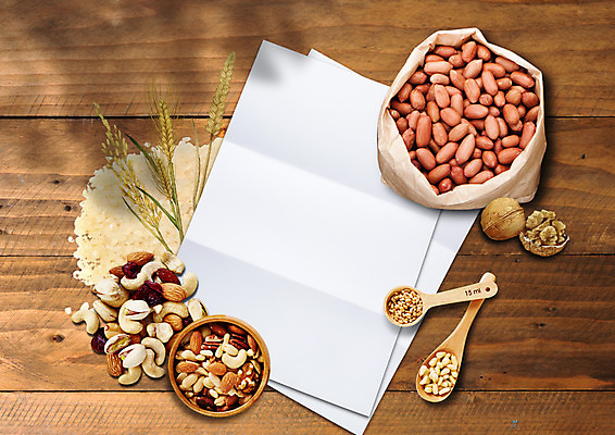 PSD 편집 편집이미지 종이 곡류 프레임 사람없음 종이봉투 숟가락 쌀 이삭 땅콩 호두 아몬드 이미지편집 봉투 수저 견과류 파일형식