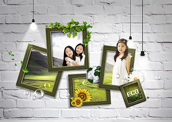 PSD 편집 편집이미지 여자 어린이 벽 액자 전구 가족 포옹 나뭇잎 해바라기 조명 상반신 세명 지구본 자연보호 환경 그린캠페인 한국인 물방울 쌍둥이 자매 아이비 이미지편집 식물 꽃 캠페인 잎 관계 안기 자연 사람 동양인 보호 파일형식