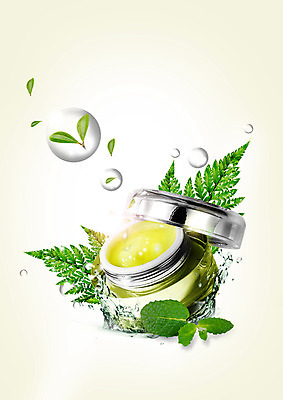 PSD 편집 편집이미지 나뭇잎 사람없음 화장 뷰티 새싹 화장품 물방울 수분크림 영양크림 이미지편집 식물 잎 파일형식