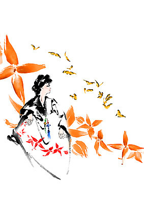 전신 PSD 편집 편집이미지 우먼라이프 여자 꽃 나비 캘리그라피 한명 앉기 성인 뷰티 한복 기생 여자만 이미지편집 식물 직업 1 한국전통 라이프스타일 곤충 모션 사람 전통의상 파일형식