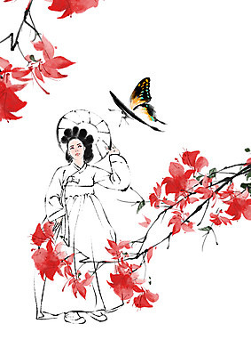 전신 PSD 편집 편집이미지 우먼라이프 여자 꽃 나비 캘리그라피 한명 서기 성인 뷰티 나뭇가지 한복 기생 기생갓 어우동모자 여자만 이미지편집 나무 식물 직업 모자_잡화 1 한국전통 라이프스타일 곤충 모션 사람 전통의상 갓_모자 파일형식