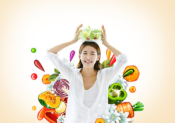 PSD 편집 편집이미지 여자 꽃 다이어트 호박 피망 한명 웃음 들기 상반신 20대 성인 당근 샐러드 다양 한국인 양배추 채식 머리위 성인여자한명만 이미지편집 식물 1 음식 다수 채소 모션 뿌리채소 표정 건강 사람 동양인 청년 여자한명만 성인여자만 파일형식