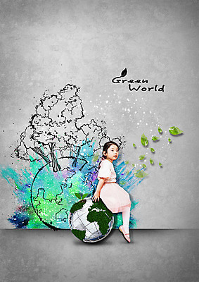 전신 PSD 나무 편집 편집이미지 여자 지구 어린이 나뭇잎 한명 앉기 옆모습 지구본 자연보호 환경 그린캠페인 한국인 소녀한명만 이미지편집 식물 1 캠페인 뷰포인트 잎 모션 자연 사람 동양인 보호 여자한명만 소녀만 파일형식