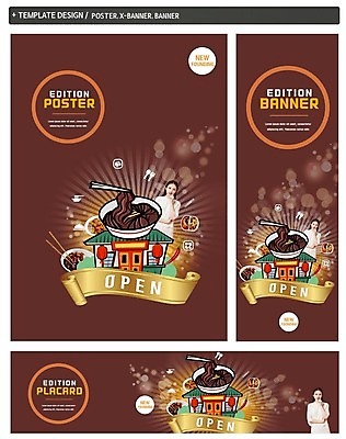 PSD 배너 배너템플릿 여자 가로배너 ZIP 포스터 리본 세로배너 음식 젓가락 한명 상반신 20대 성인 세트 중식 한국인 현수막 오픈 짜장면 중국집 템플릿 1 수저 사람 동양인 청년 가로 세로 상점 파일형식