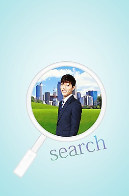 PSD 편집 편집이미지 남자 돋보기 한명 정장 빌딩 성인 한국인 구직 취업준비생 이미지편집 1 옷 컨셉 사람 동양인 건물 파일형식