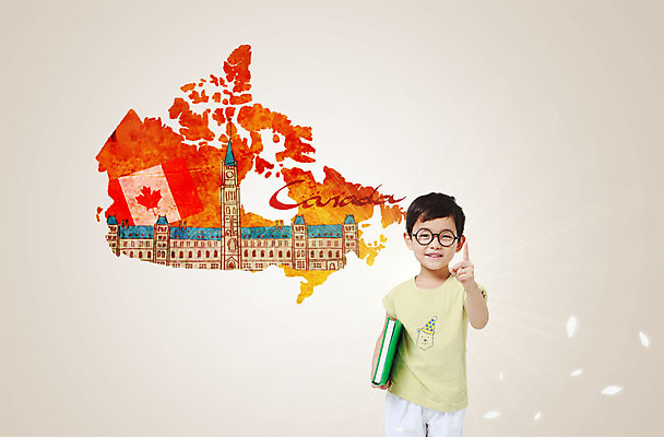 PSD 편집 편집이미지 교육 남자 어린이 캐나다 학교 한명 책 한국인 유학 캐나다국기 캐나다지도 안경낌 이미지편집 1 안경 지도 북아메리카 사람 동양인 국기 파일형식