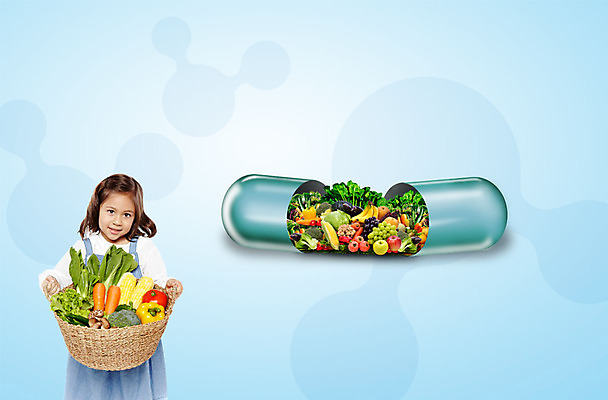 PSD 외국인 편집 편집이미지 여자 어린이 채소 건강 한명 알약 바구니 이미지편집 1 사람 인종 약 파일형식