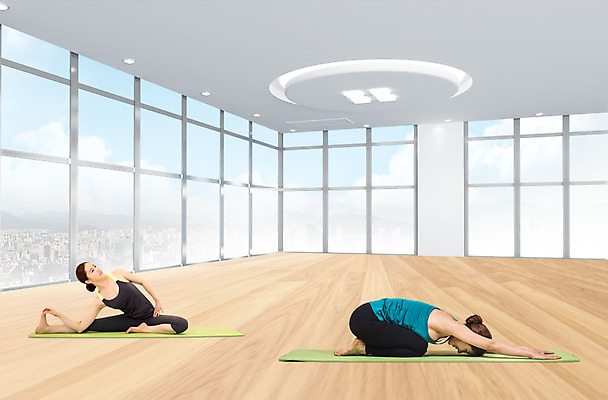 PSD 편집 편집이미지 여자 요가 실내 건강 성인 두명 뷰티 한국인 요가자세 매트 요가복 이미지편집 웰빙 포즈 사람 동양인 내부 운동복 파일형식