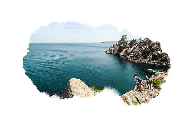 PSD 편집 편집이미지 커플 여자 남자 바다 여행 성인 해변 두명 한국인 이미지편집 관계 사람 동양인 파일형식