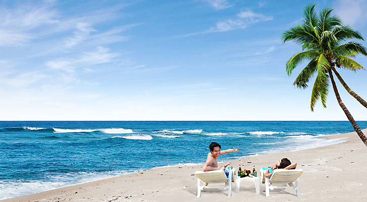 PSD 편집 편집이미지 커플 여자 남자 바다 여행 성인 해변 두명 야자수 한국인 선베드 이미지편집 나무 의자 관계 사람 동양인 파일형식