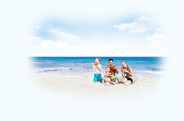 PSD 외국인 편집 편집이미지 여자 남자 수영복 어린이 바다 여행 가족 수박 여러명 성인 해변 이미지편집 옷 다수 과일 관계 사람 인종 파일형식