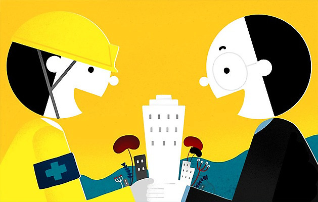 PSD 남자 일러스트 회사 협력 노동자 악수 빌딩 성인 두명 마주보기 헬멧 화합 노사화합 노사관계 노사협력 국내일러스트 직업 비즈니스 모션 사람 손짓 건물 보호장비 파일형식