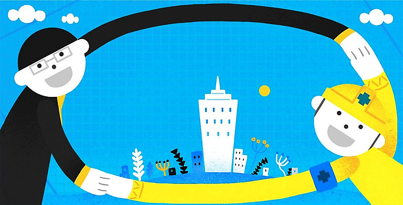 PSD 남자 일러스트 회사 노동자 빌딩 성인 두명 손잡기 헬멧 화합 노사화합 노사관계 노사협력 국내일러스트 직업 비즈니스 모션 사람 건물 보호장비 파일형식