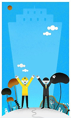 PSD 남자 일러스트 회사 노동자 빌딩 성인 두명 손들기 헬멧 화합 노사화합 노사관계 노사협력 국내일러스트 직업 비즈니스 모션 사람 건물 보호장비 파일형식