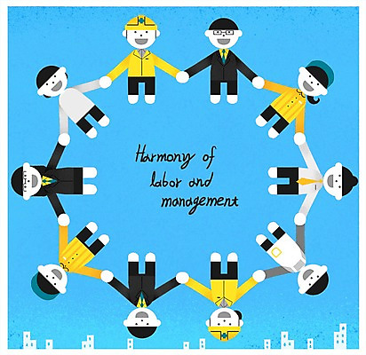 PSD 여자 남자 일러스트 회사 노동자 빌딩 여러명 성인 손잡기 헬멧 화합 노사화합 노사관계 노사협력 국내일러스트 직업 다수 비즈니스 모션 사람 건물 보호장비 파일형식