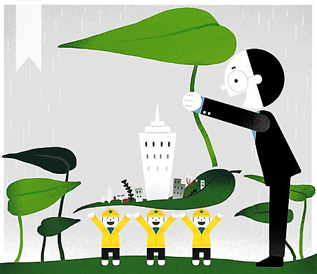 PSD 남자 일러스트 회사 나뭇잎 노동자 빌딩 여러명 성인 비 헬멧 화합 노사화합 노사관계 노사협력 국내일러스트 자연요소 직업 다수 잎 비즈니스 날씨 사람 건물 보호장비 파일형식