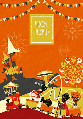 일러스트 사람없음 놀이공원 할로윈 성 유령 놀이기구 빗자루 마녀 대관람차 회전목마 마녀모자 마녀복장 가랜드 드라큘라 잭오랜턴 국내일러스트 AI파일 모자_잡화 건축물 테마파크 청소도구 파티용품 이벤트의상 파일형식 벡터