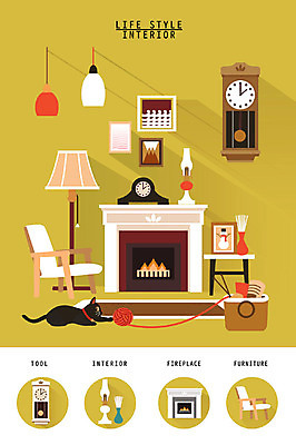 가구 액자 의자 일러스트 조명 사람없음 인테리어 세트 바구니 고양이 스탠드 털실 벽시계 오브젝트 벽난로 생활공간 국내일러스트 AI파일 디자인 시계 생활용품 포유류 반려동물 실 파일형식 벡터