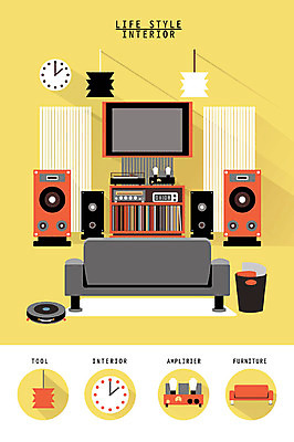 시계 가구 일러스트 조명 사람없음 인테리어 세트 소파 텔레비전 스피커 쓰레기통 오브젝트 라디오 생활공간 청소로봇 4차산업 국내일러스트 AI파일 디자인 산업 음향기기 생활용품 의자 전자제품 로봇 파일형식 벡터