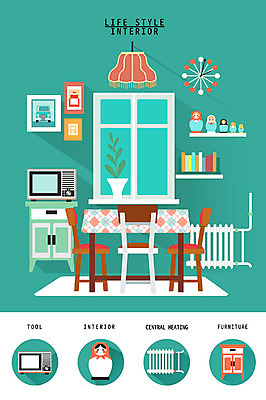 화분 시계 가구 액자 의자 일러스트 창문 식탁 조명 선반 사람없음 장식 인테리어 세트 전자레인지 오브젝트 서랍장 라디에이터 생활공간 국내일러스트 AI파일 디자인 생활용품 탁자 가전제품 레인지 파일형식 벡터