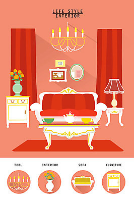 가구 액자 일러스트 조명 사람없음 인테리어 세트 소파 꽃병 카펫 스탠드 커튼 찻잔 찻주전자 오브젝트 장식장 생활공간 국내일러스트 AI파일 디자인 꽃 생활용품 의자 주전자 잔 파일형식 벡터