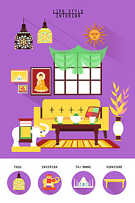 화분 가구 액자 쿠션 일러스트 창문 탁자 조명 사람없음 인테리어 세트 소파 카펫 커튼 찻잔 찻주전자 오브젝트 타지마할 생활공간 국내일러스트 AI파일 디자인 생활용품 의자 주전자 잔 세계문화유산 인도 파일형식 벡터