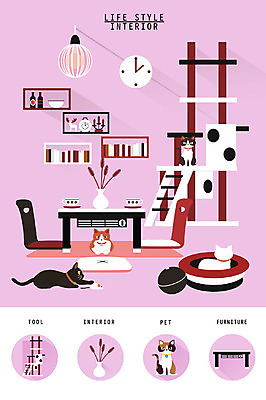 시계 가구 의자 일러스트 조명 선반 사람없음 인테리어 세트 꽃병 고양이 찻주전자 오브젝트 생활공간 코타츠 애묘용품 국내일러스트 반려용품 AI파일 디자인 꽃 생활용품 포유류 주전자 반려동물 난방용품 파일형식 벡터