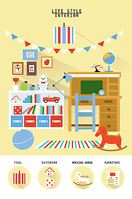가구 액자 의자 일러스트 조명 책장 사람없음 인테리어 세트 지구본 카펫 곰인형 자명종 스탠드 목마 책상 오브젝트 가랜드 생활공간 아이방 국내일러스트 AI파일 디자인 인형 시계 생활용품 방 알람 파티용품 파일형식 벡터