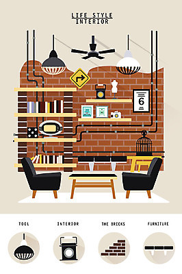 가구 일러스트 벽돌 조명 책장 선반 사람없음 장식 책 인테리어 세트 소파 오브젝트 생활공간 테이블롤 국내일러스트 AI파일 디자인 빵 생활용품 의자 파일형식 벡터