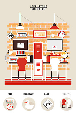 시계 가구 의자 일러스트 조명 선반 사람없음 장식 인테리어 세트 지구본 모니터 스탠드 책상 오브젝트 서랍장 생활공간 국내일러스트 AI파일 디자인 생활용품 컴퓨터 파일형식 벡터