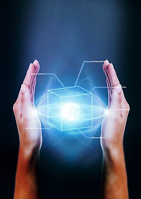 JPG 편집 편집이미지 손 신체부위 컴퓨터그래픽 그래픽 큐브 디지털합성 합성 홀로그램 증강현실 편집실사 사람 CG 파일형식