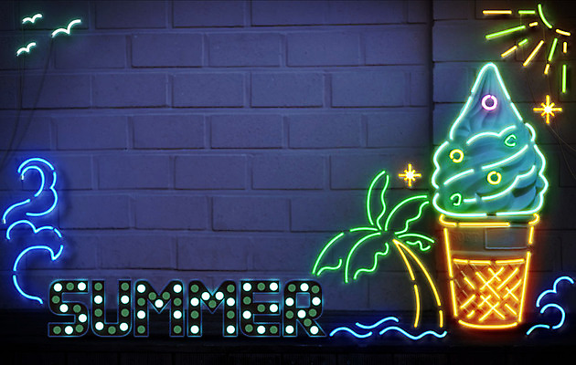 PSD ZIP 파도 갈매기 벽돌 조명 프레임 사람없음 여름 빛 반짝임 야자수 태양 네온 영상 아이스크림콘 프레임일러스트 시네마그래프 네온아트 국내일러스트 자연요소 나무 계절 바다 일러스트 모션 조류 콘 파일형식