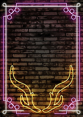 PSD ZIP 벽돌 조명 프레임 뿔 사람없음 빛 반짝임 오브젝트 네온 영상 프레임일러스트 시네마그래프 네온아트 국내일러스트 일러스트 모션 파일형식