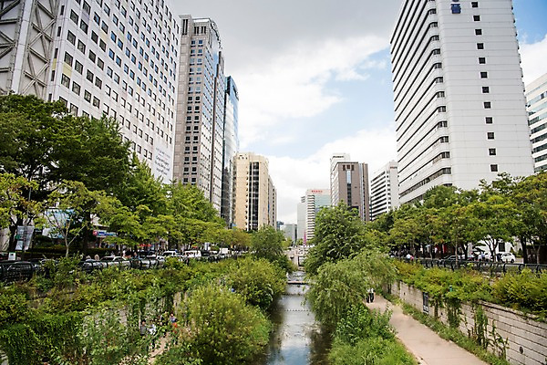 포토 JPG 주간 여유 휴식 서울 풍경 빌딩 사람없음 야외 도시풍경 산책 도시 도심 청계천 청계교 21개교 국내포토 자연요소 감정 컨셉 한국 건물 강 다리_건축물 랜드마크 파일형식