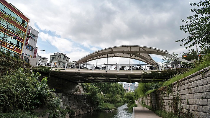 포토 JPG 주간 여유 휴식 서울 풍경 빌딩 사람없음 야외 도시풍경 산책 도시 풀잎 도심 청계천 청계교 21개교 국내포토 자연요소 감정 컨셉 잎 한국 건물 강 다리_건축물 풀_식물 랜드마크 파일형식