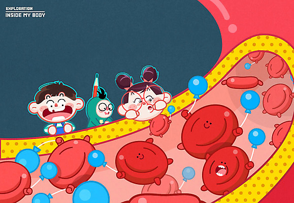 여자 남자 어린이 신체 일러스트 인체모형 세명 연필 혈관 풍선 적혈구 국내일러스트 AI파일 학용품 사람 필기구 모형 장기_의학 혈구 파일형식 벡터