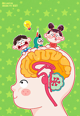 여자 남자 어린이 신체 일러스트 인체모형 여러명 연필 두뇌 뇌 전구모양 국내일러스트 AI파일 모양 다수 전구 학용품 사람 필기구 모형 파일형식 벡터