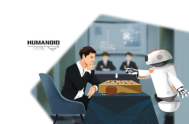 PSD 남자 의자 일러스트 성인 세명 로봇 책상 바둑 바둑알 바둑판 바둑기사 홀로그램 휴머노이드 4차산업 AI_인공지능 국내일러스트 직업 산업 가구 놀이 사람 파일형식