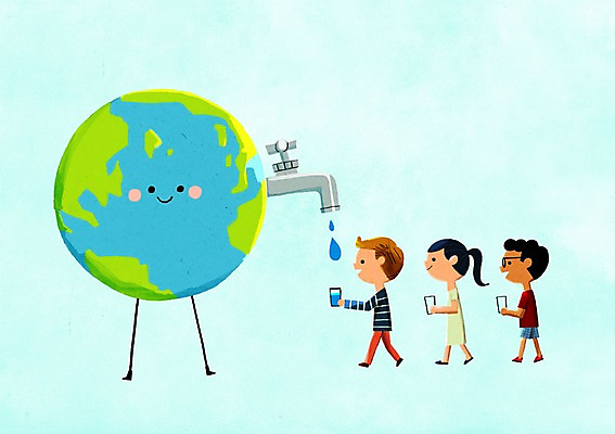 PSD 여자 남자 어린이 일러스트 세명 환경 물컵 수도꼭지 에너지절약 물절약 지구모양 국내일러스트 모양 지구 사람 컵 에너지 절약 파일형식