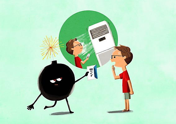 PSD 남자 일러스트 성인 두명 환경 폭탄 에어컨 에너지절약 계산서 세금 요금 국내일러스트 사람 가전제품 에너지 절약 폭발물 파일형식