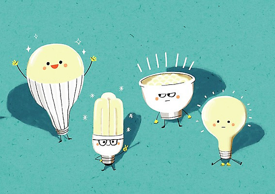 PSD 일러스트 전구 사람없음 환경 백열등 에너지절약 전구모양 LED 국내일러스트 모양 조명 에너지 절약 파일형식